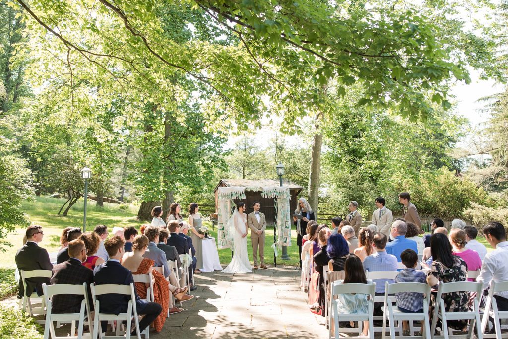 Summer wedding ceremony at The Black Bass Hotel in New Hope, PA